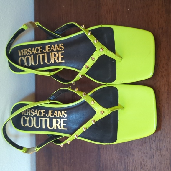 Versace Jeans Couture Green Brushed Courtney Heeled Sandals - Picture 4 of 9